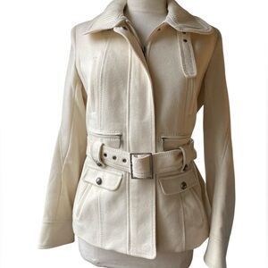 Laundry by Shelli Segal Wool blend cream  Belted Coat Jacket size 10